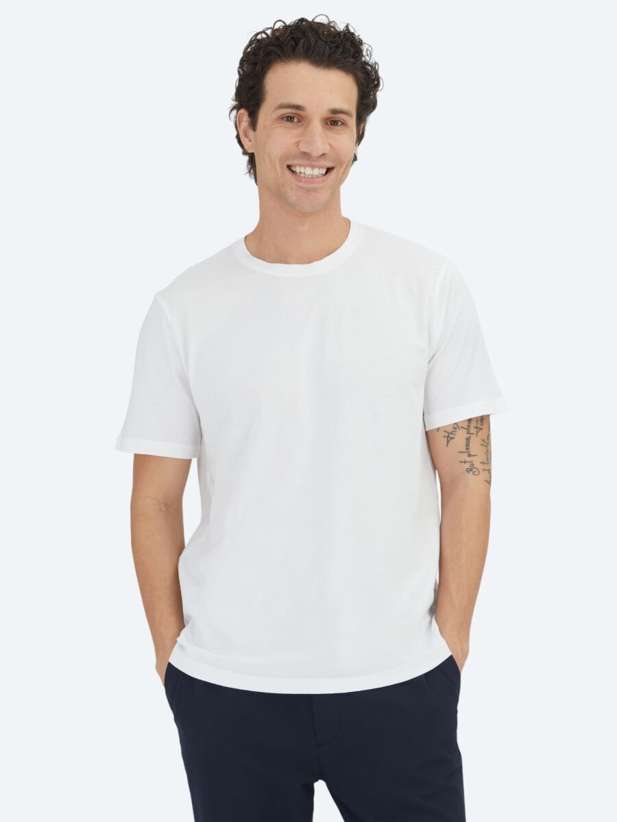Unisex Off White Plain Crew Neck 100% Cotton T-Shirt - 1