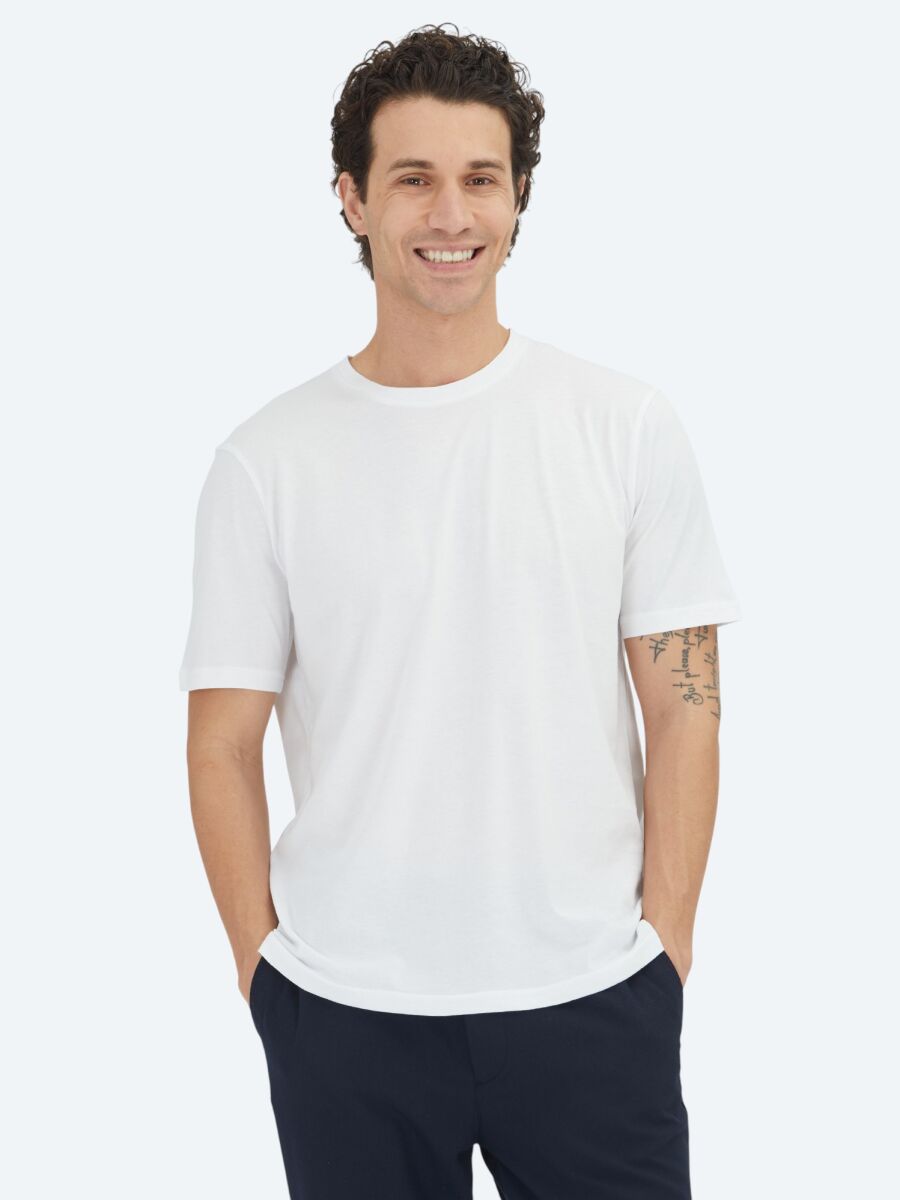 Unisex White Plain Crew Neck 100% Cotton T-Shirt - 1