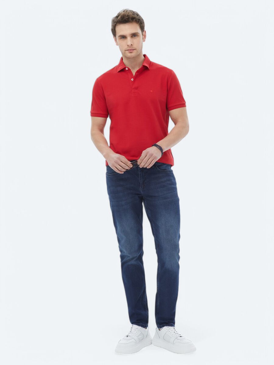 Vermilion Polo Neck 100% Cotton T-Shirt - 6