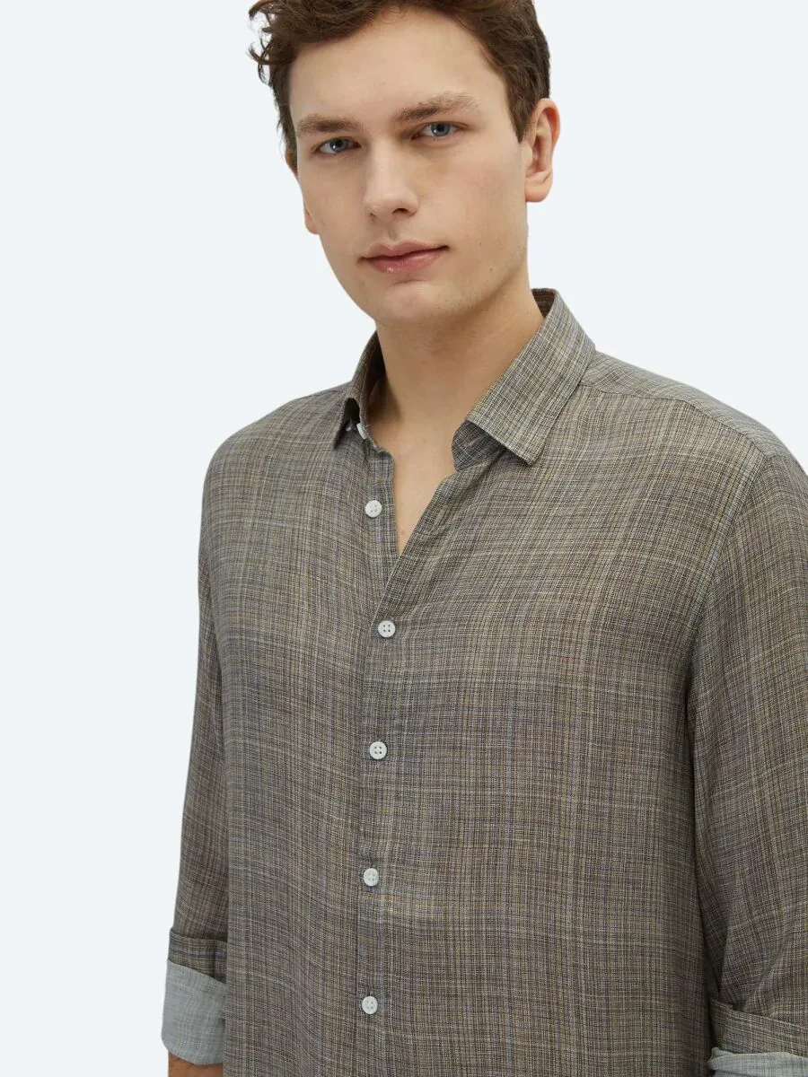 Vizon Baskılı Regular Fit Dokuma Casual Gömlek - 3