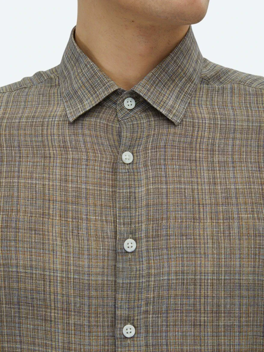 Vizon Baskılı Regular Fit Dokuma Casual Gömlek - 4