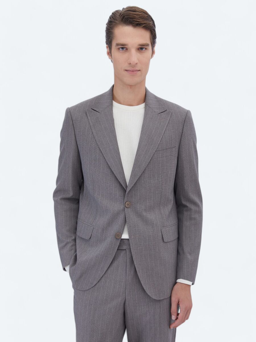 Vizon Çizgili Comfort Fit Takım Elbise - 1