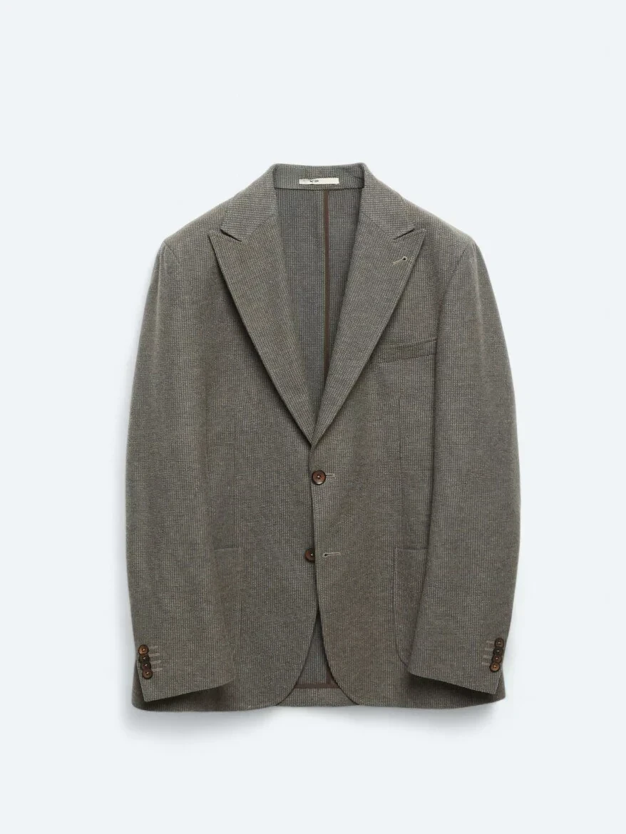Vizon Çizgili Modern Fit %100 Pamuk Ceket - 8