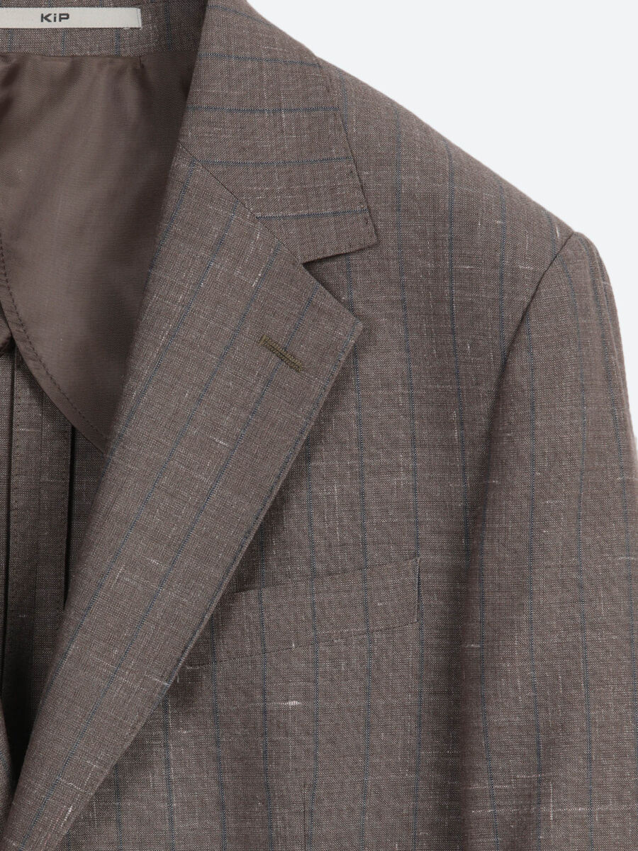 Vizon Çizgili Modern Fit İpek Karışımlı Takım Elbise - 9