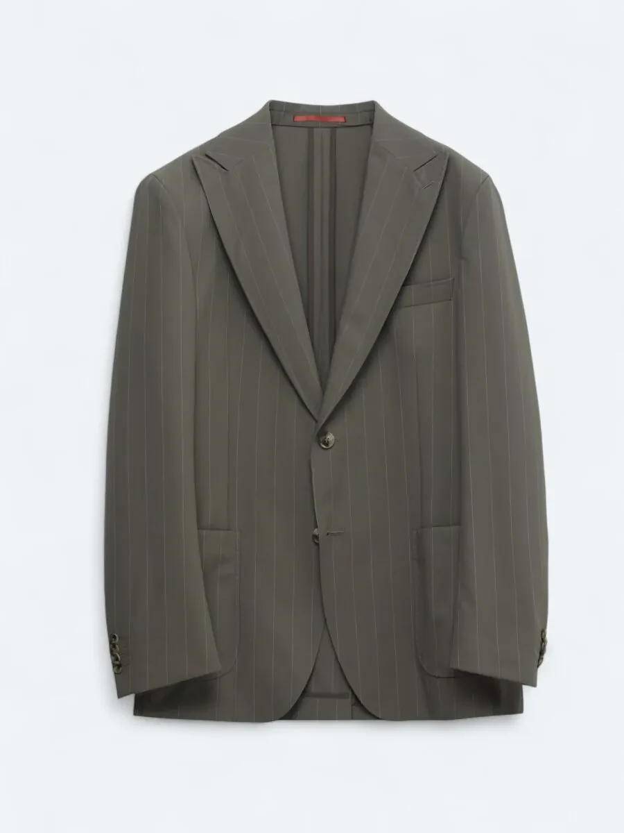 Vizon Çizgili Modern Fit Takım Elbise - 1