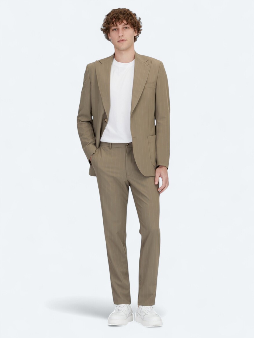 Vizon Çizgili Modern Fit Takım Elbise - KİP