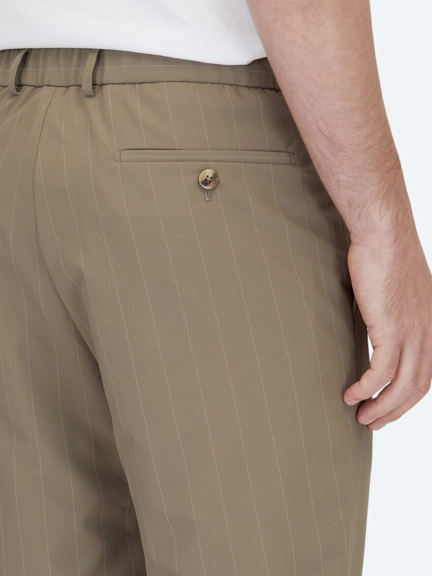 Vizon Çizgili Modern Fit Takım Elbise - 6