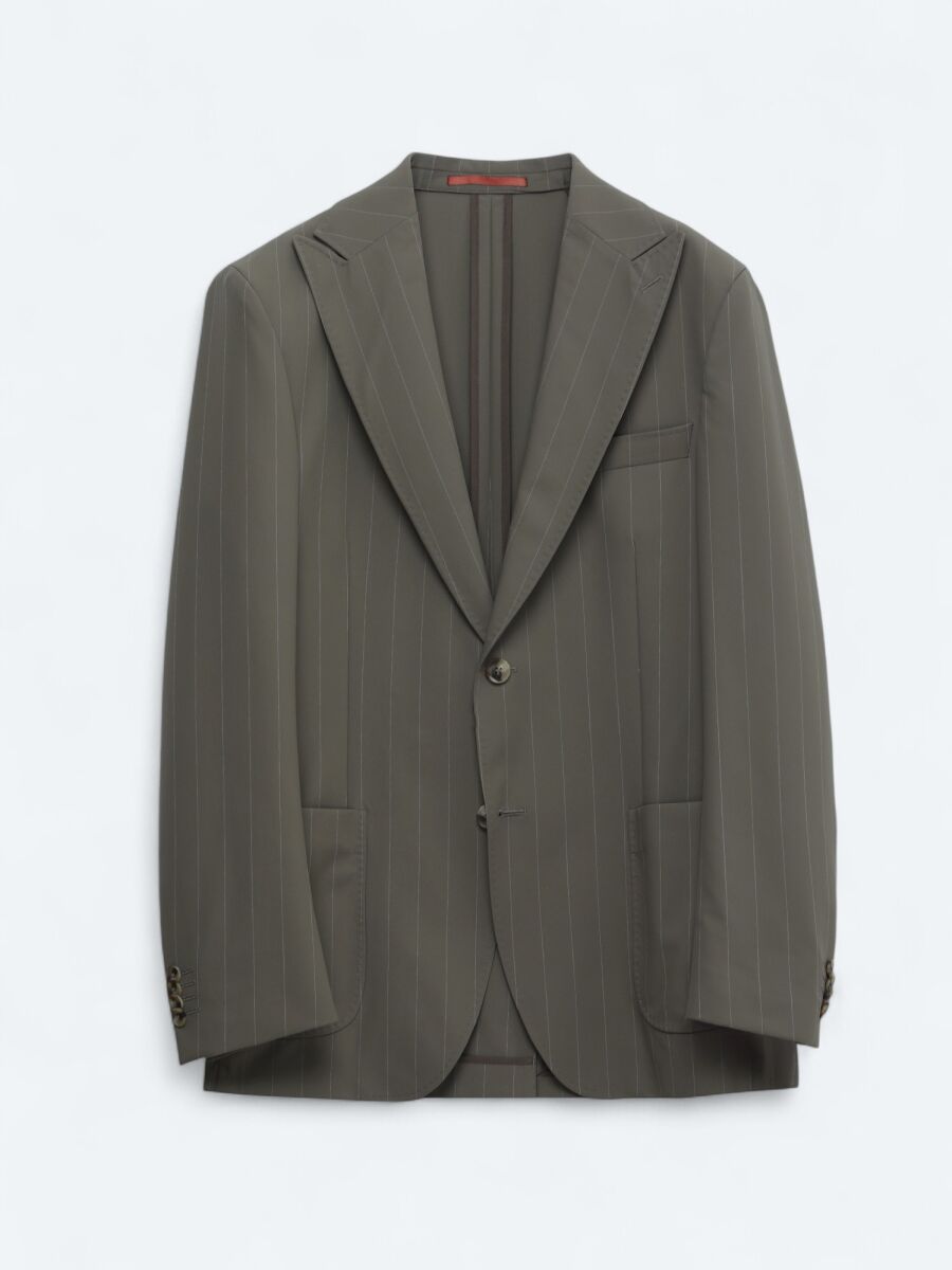 Vizon Çizgili Modern Fit Takım Elbise - 8