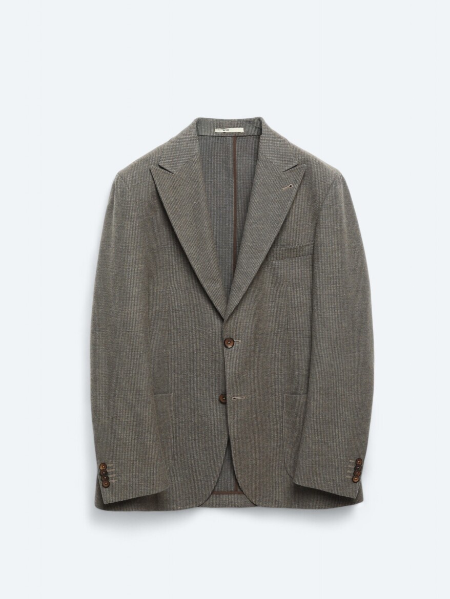 Vizon Çizgili Modern Fit Yün Karışımlı Ceket - 8