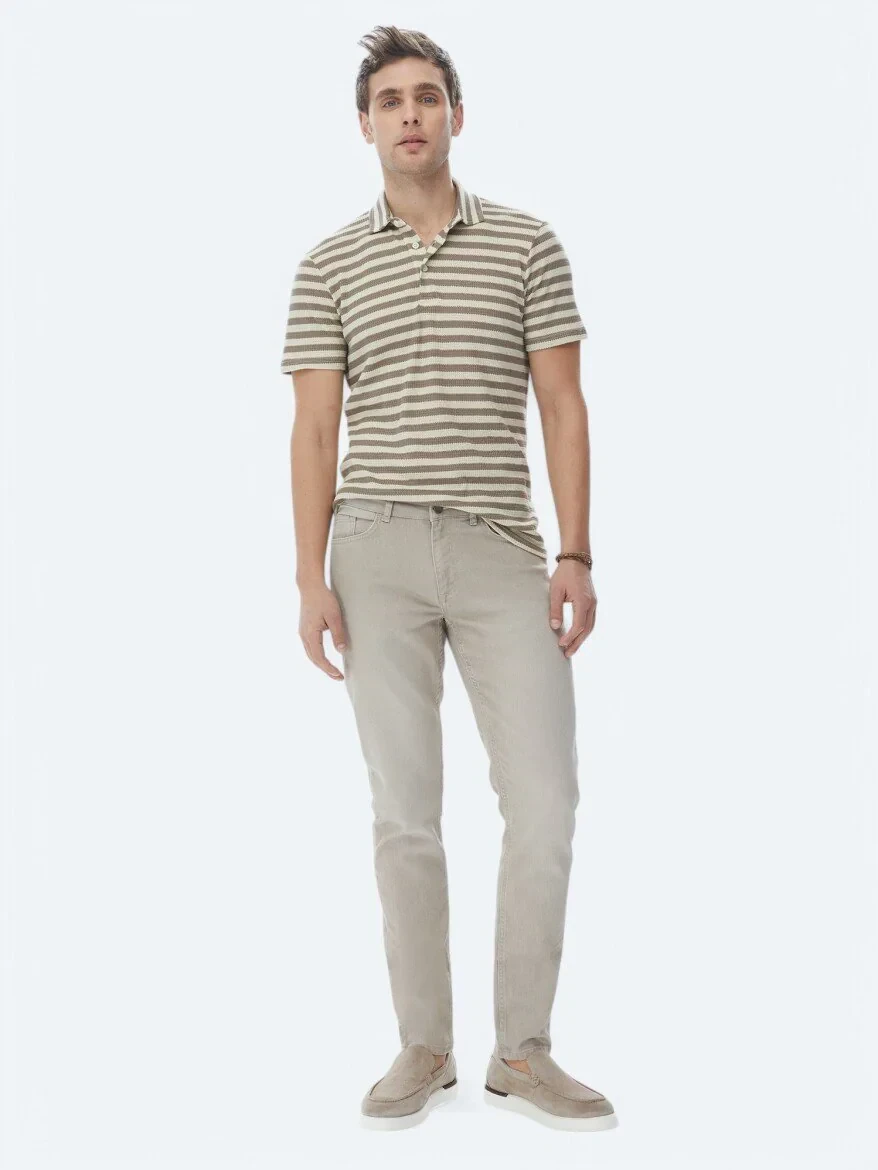 Vizon Çizgili Polo Yaka T-Shirt - 8