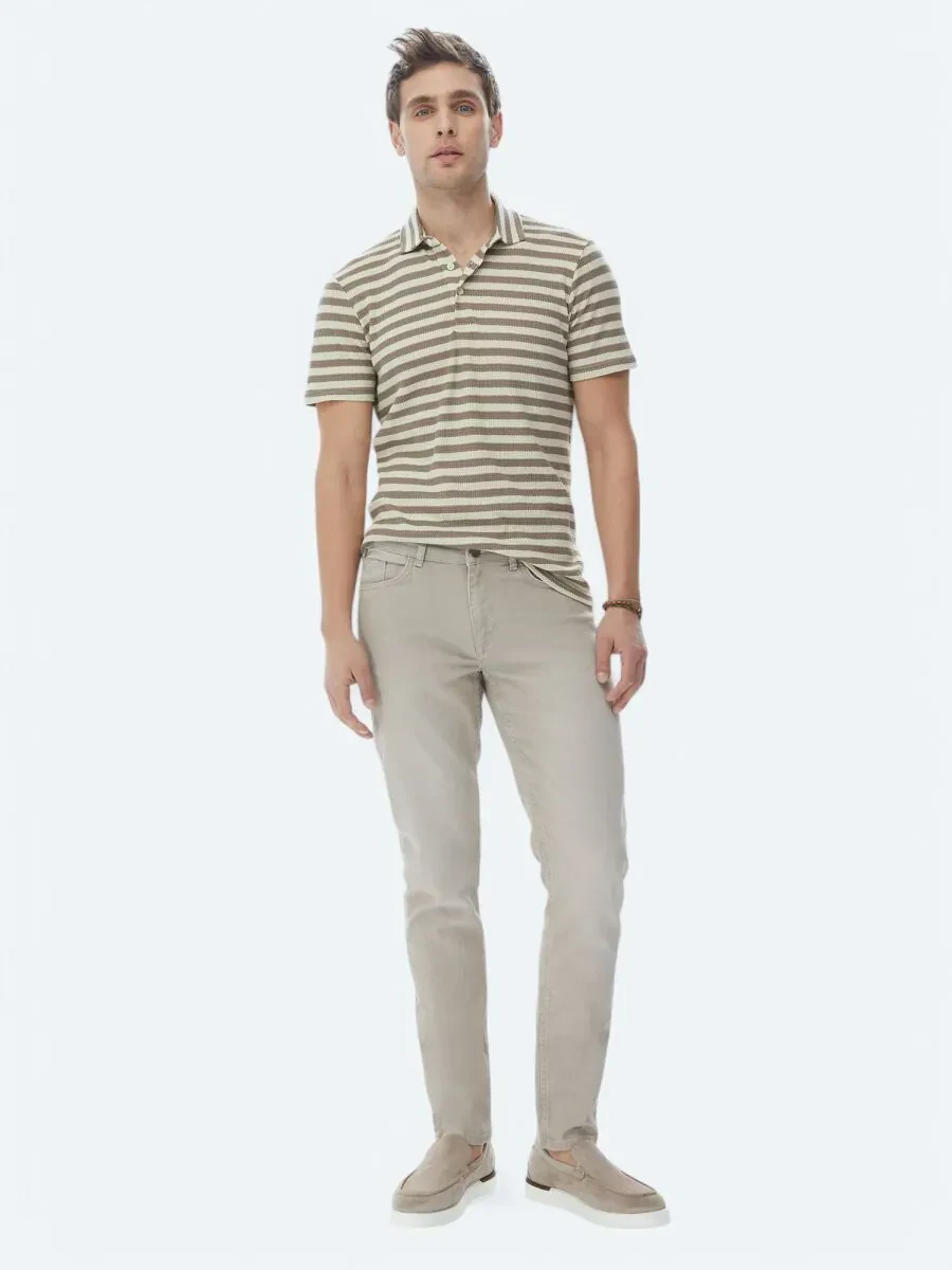 Vizon Çizgili Polo Yaka T-Shirt - 8