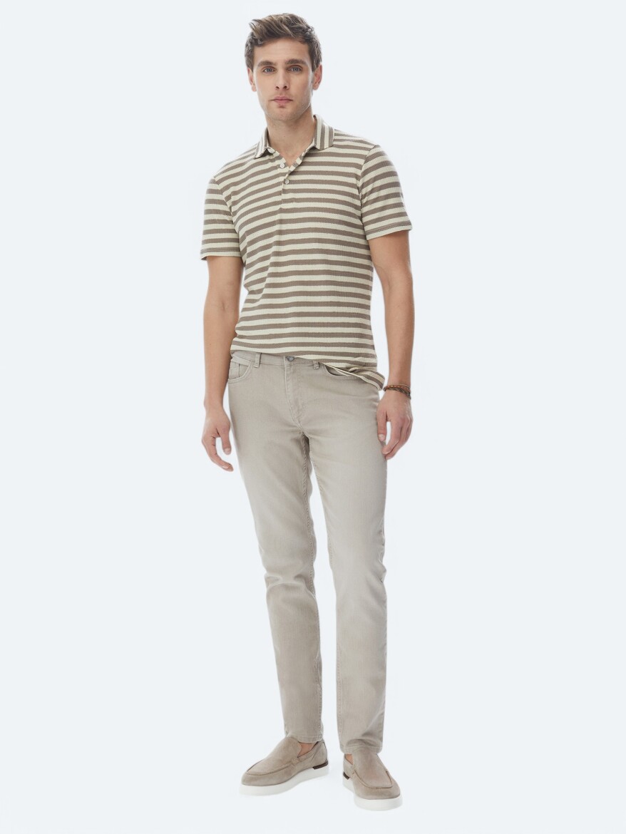 Vizon Çizgili Polo Yaka T-Shirt - 3