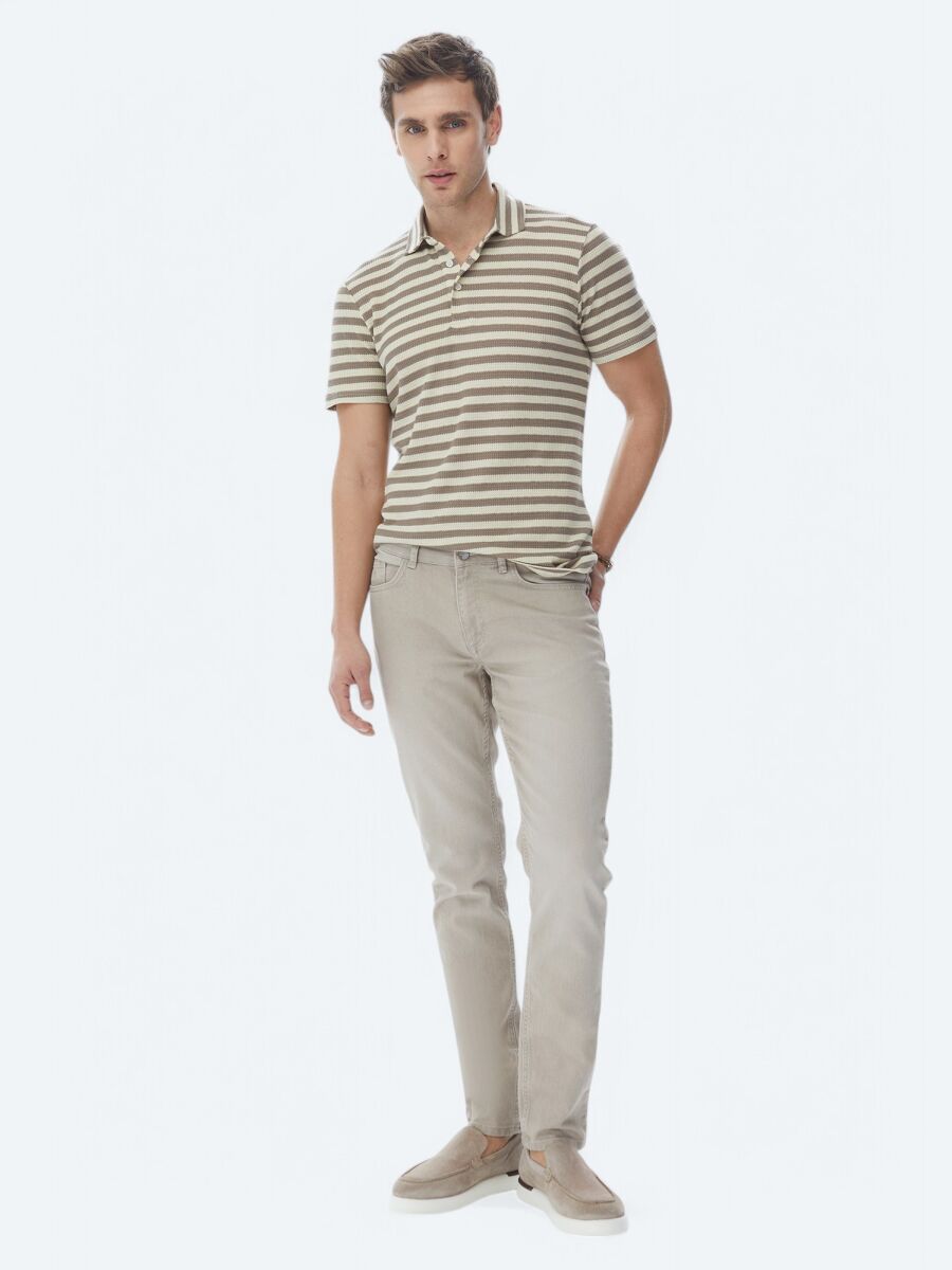 Vizon Çizgili Polo Yaka T-Shirt - 6