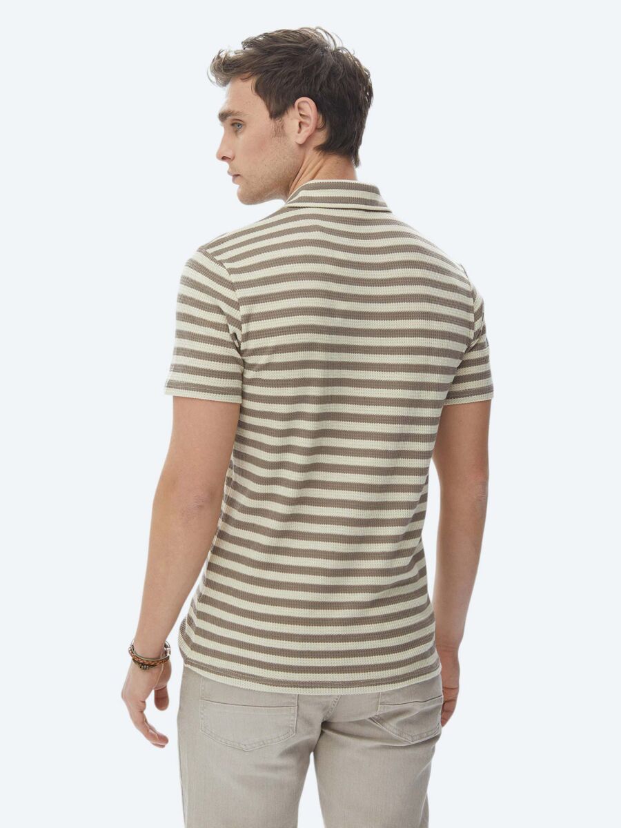 Vizon Çizgili Polo Yaka T-Shirt - 10