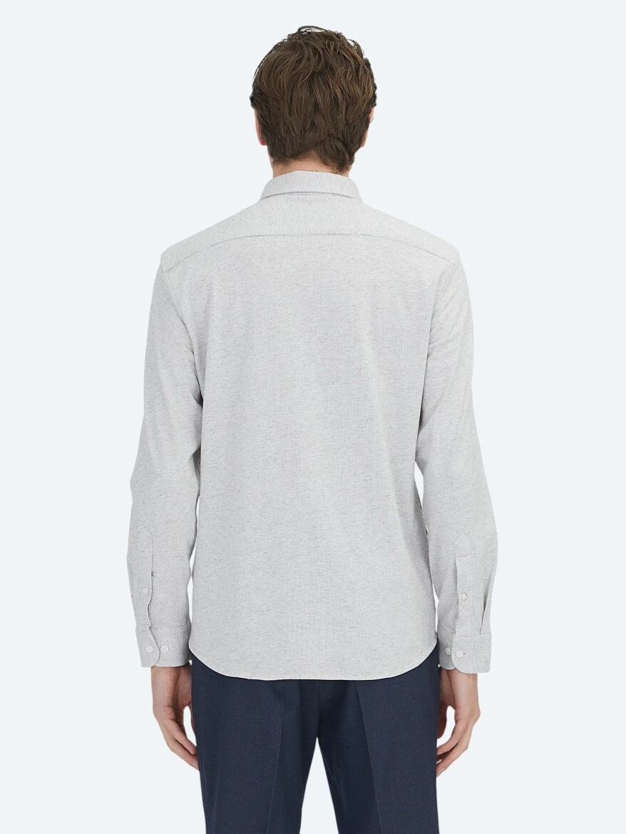 Vizon Çizgili Regular Fit Dokuma Casual %100 Pamuk Gömlek - 5