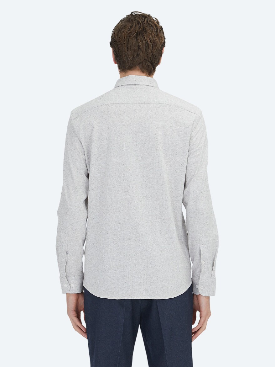 Vizon Çizgili Regular Fit Dokuma Casual %100 Pamuk Gömlek - 5