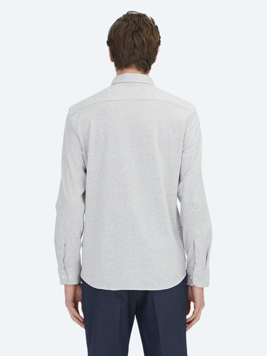 Vizon Çizgili Regular Fit Dokuma Casual %100 Pamuk Gömlek - 5