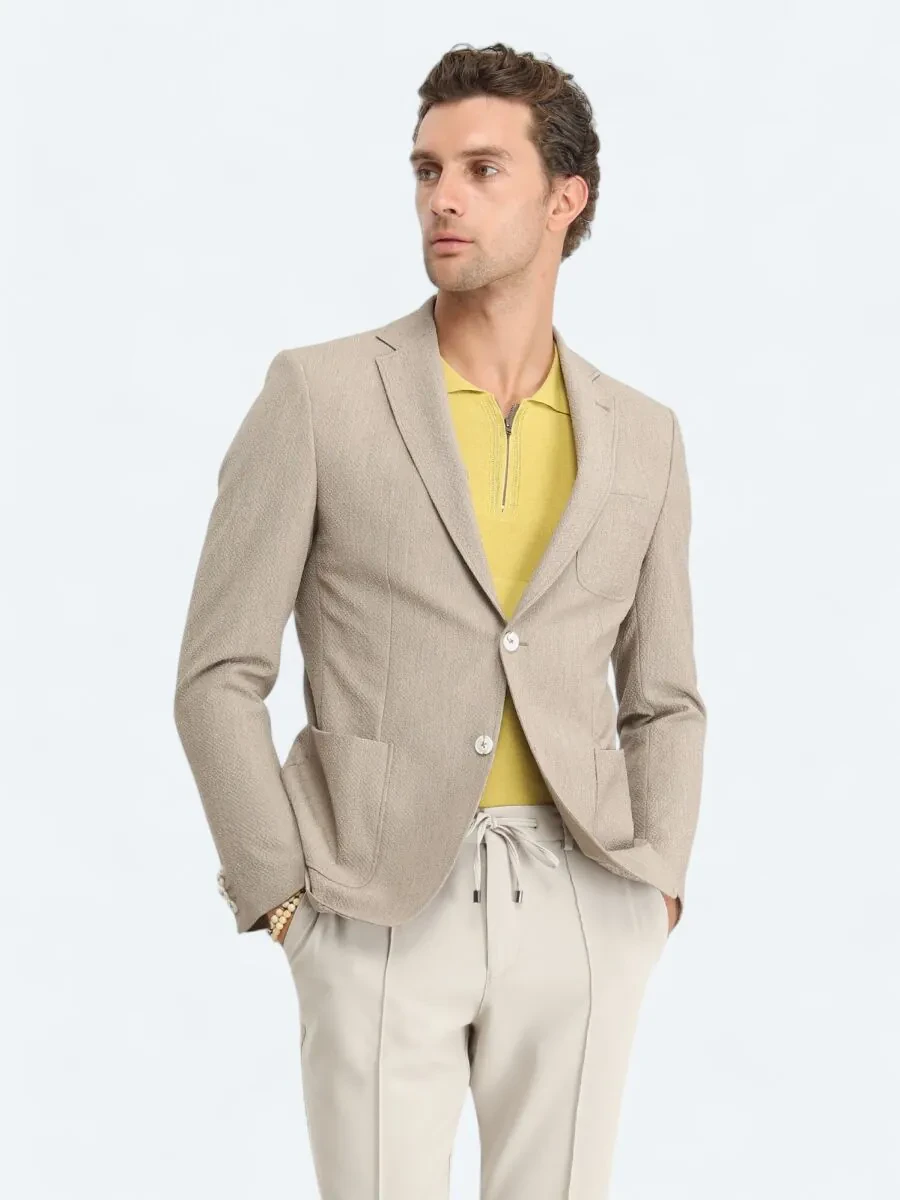Vizon Desenli Modern Fit Ceket - 3