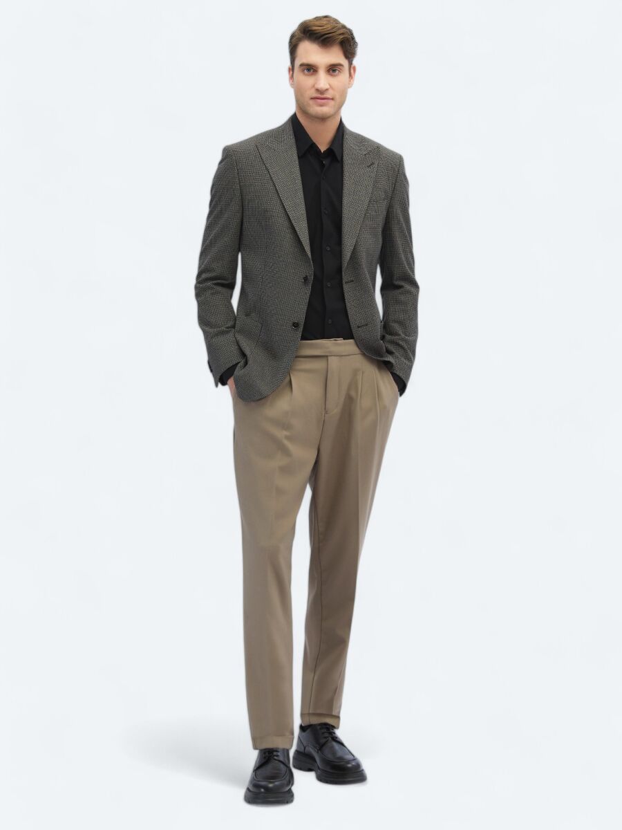 Vizon Desenli Modern Fit Ceket - 2