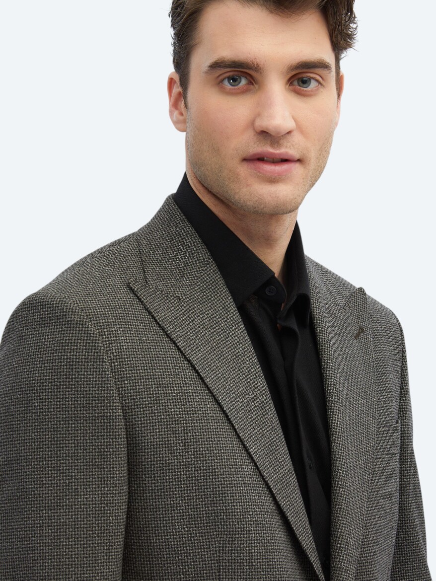 Vizon Desenli Modern Fit Ceket - 3