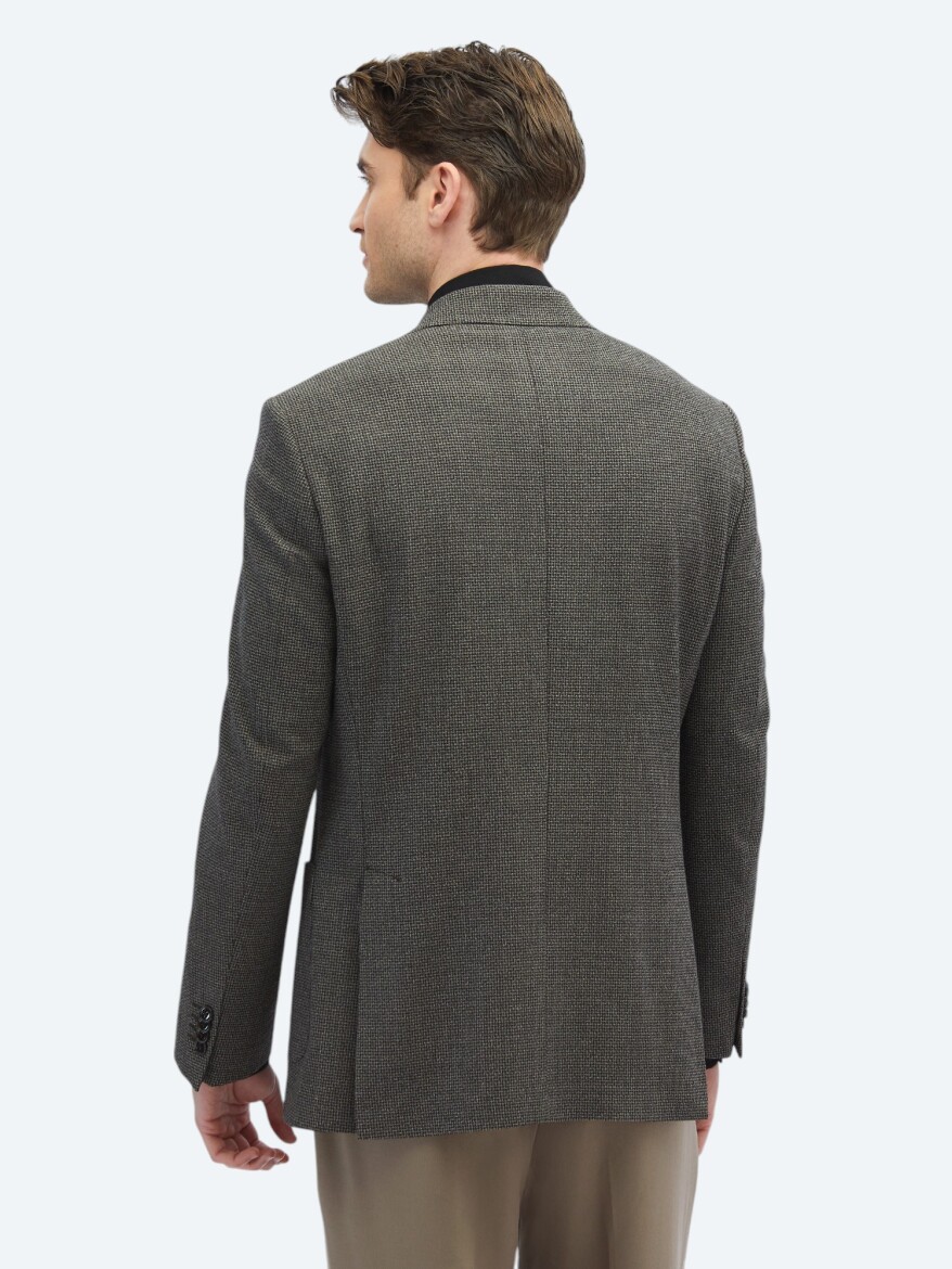 Vizon Desenli Modern Fit Ceket - 5