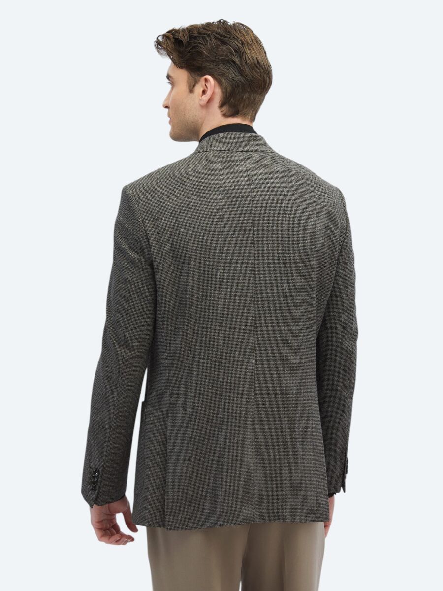 Vizon Desenli Modern Fit Ceket - 5