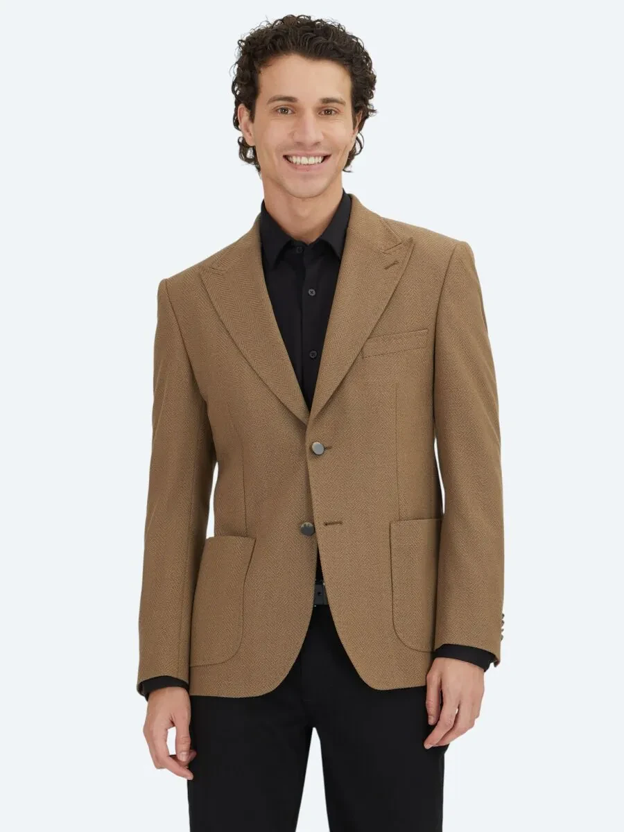 Vizon Desenli Modern Fit Ceket - 1