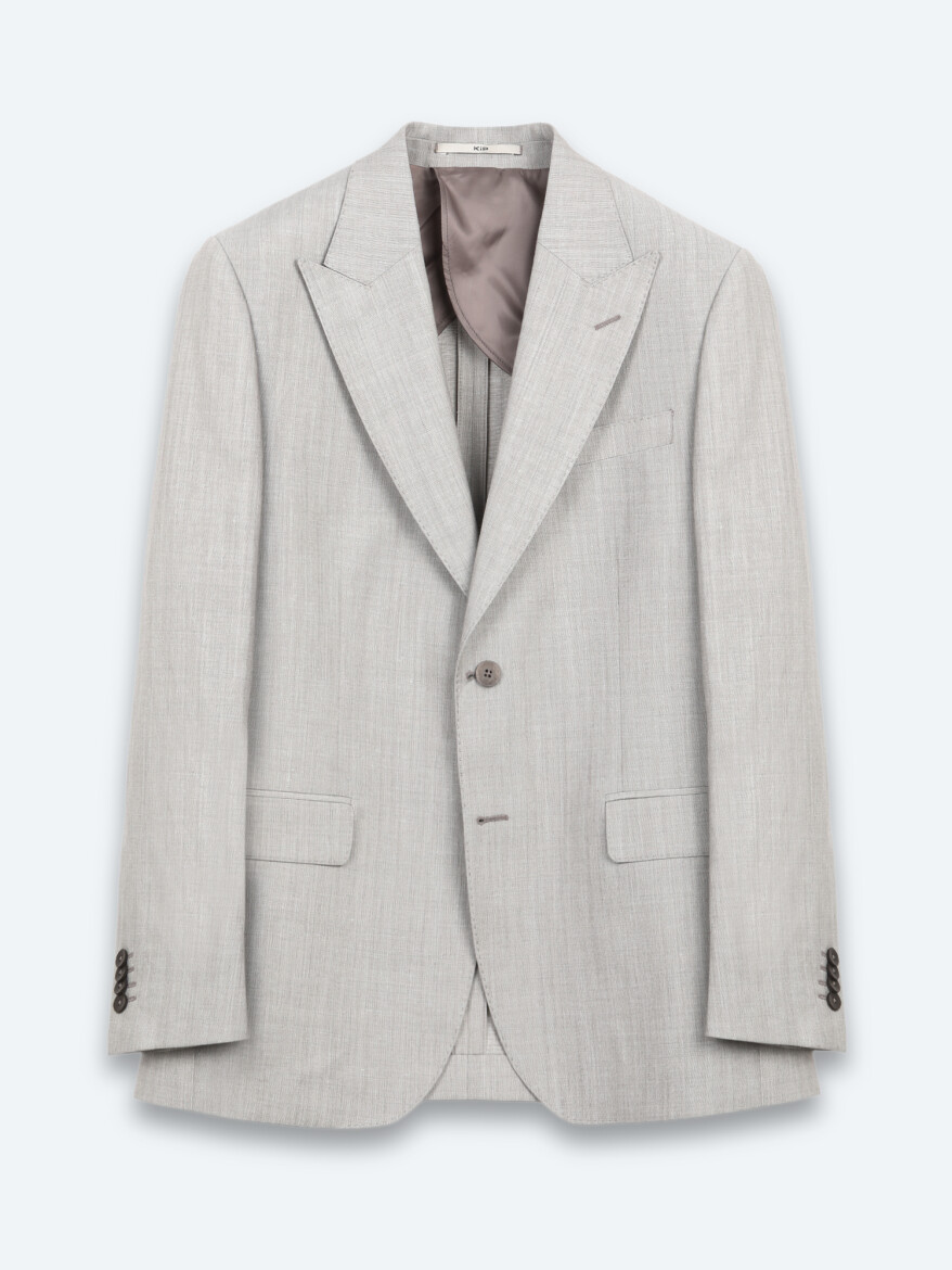 Vizon Desenli Modern Fit Yün Karışımlı Takım Elbise - 6