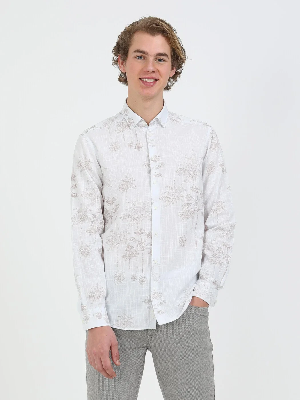 Vizon Desenli Regular Fit Dokuma Casual %100 Pamuk Gömlek - 3