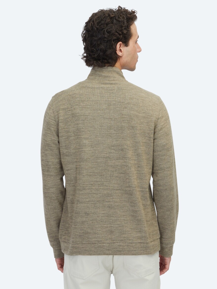 Vizon Dik Yaka Çizgili Sweatshırt - 5