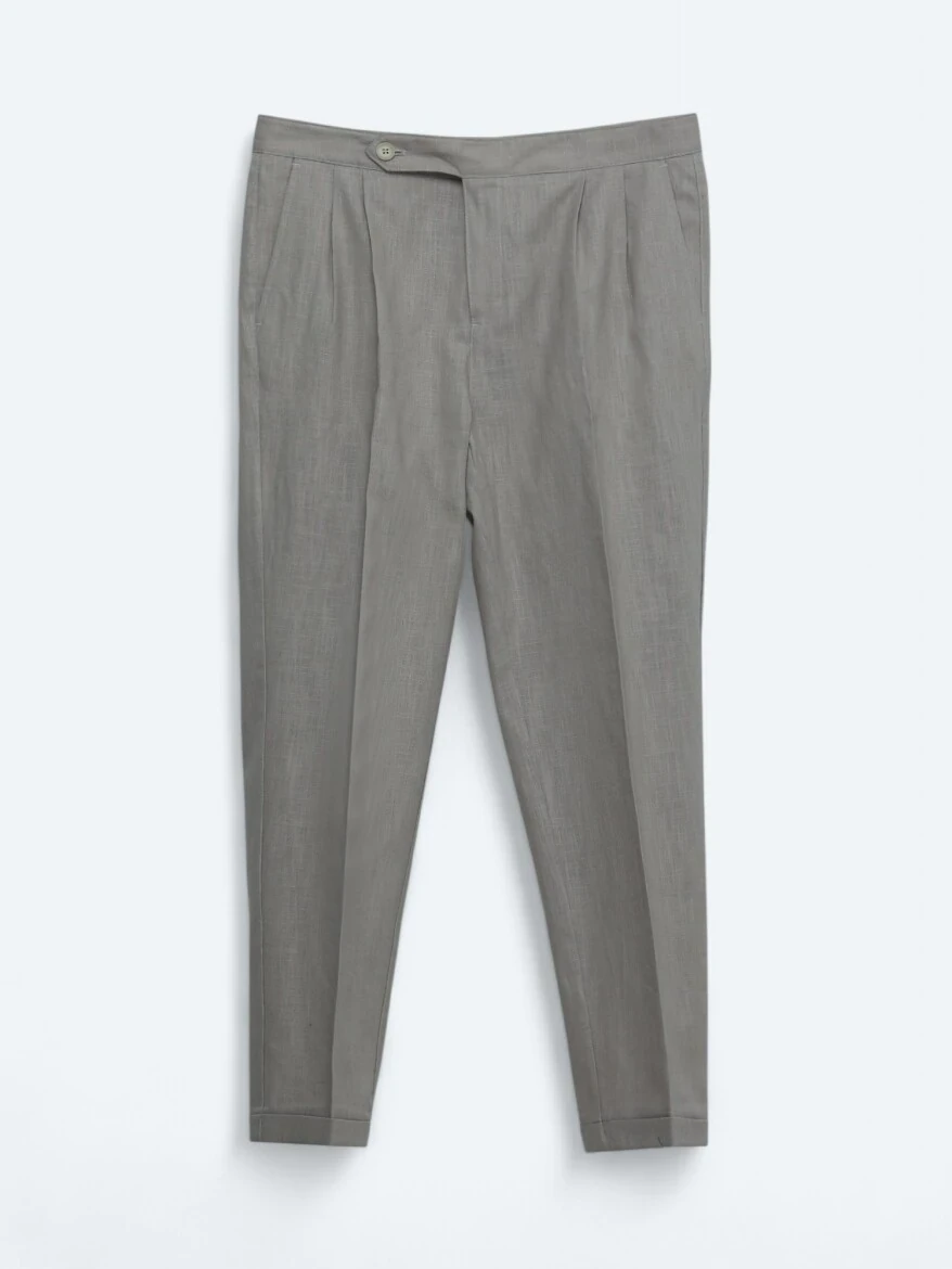 Vizon Dokuma Carrot Fit Casual Pamuk Karışımlı Pantolon 