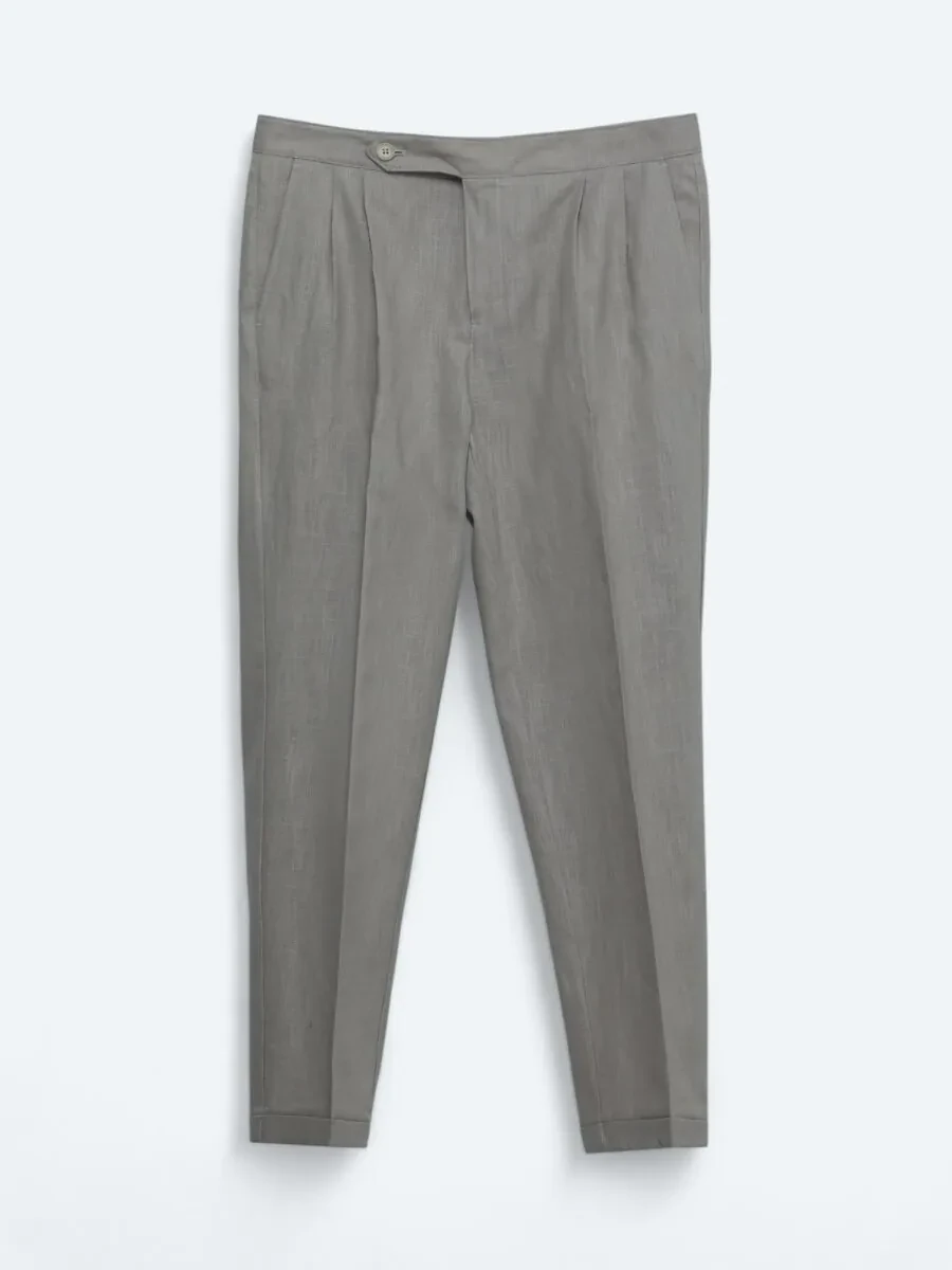 Vizon Dokuma Carrot Fit Casual Pamuk Karışımlı Pantolon - 1
