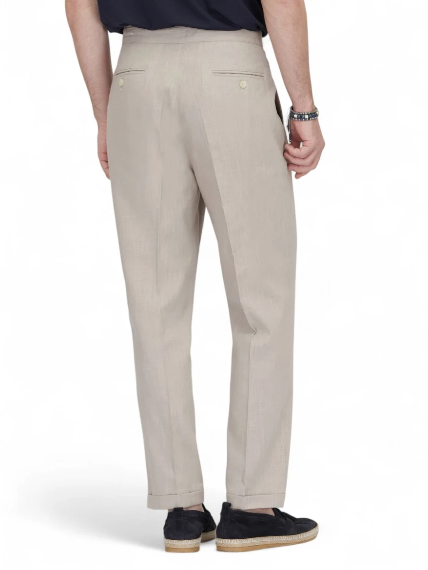 Vizon Dokuma Carrot Fit Casual Pamuk Karışımlı Pantolon - 4