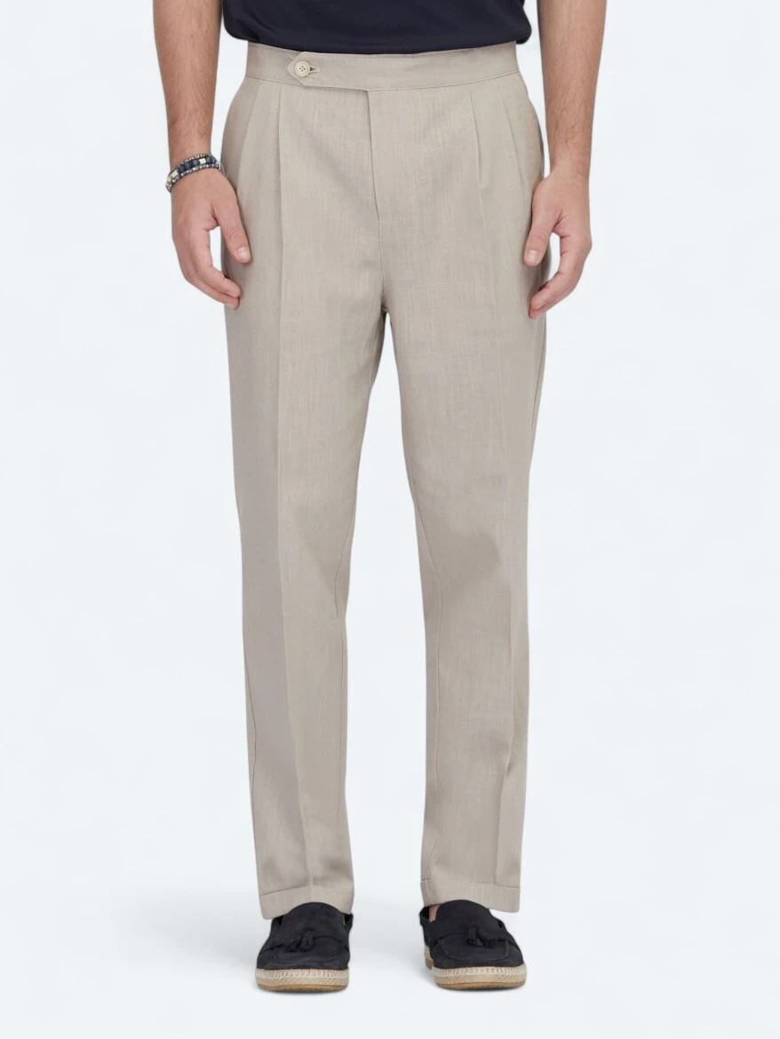 Vizon Dokuma Carrot Fit Casual Pamuk Karışımlı Pantolon - KİP