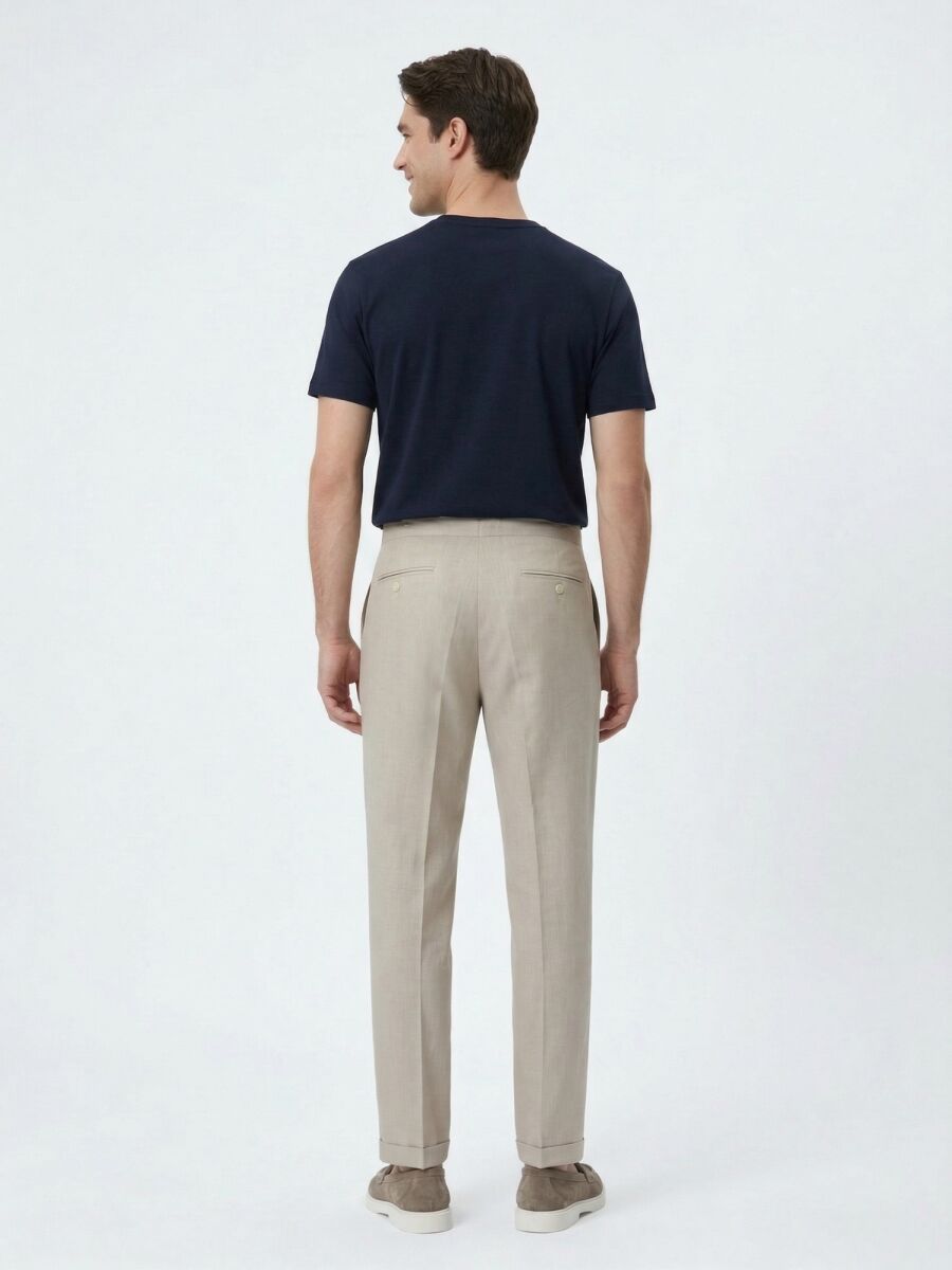 Vizon Dokuma Carrot Fit Casual Pamuk Karışımlı Pantolon - 4