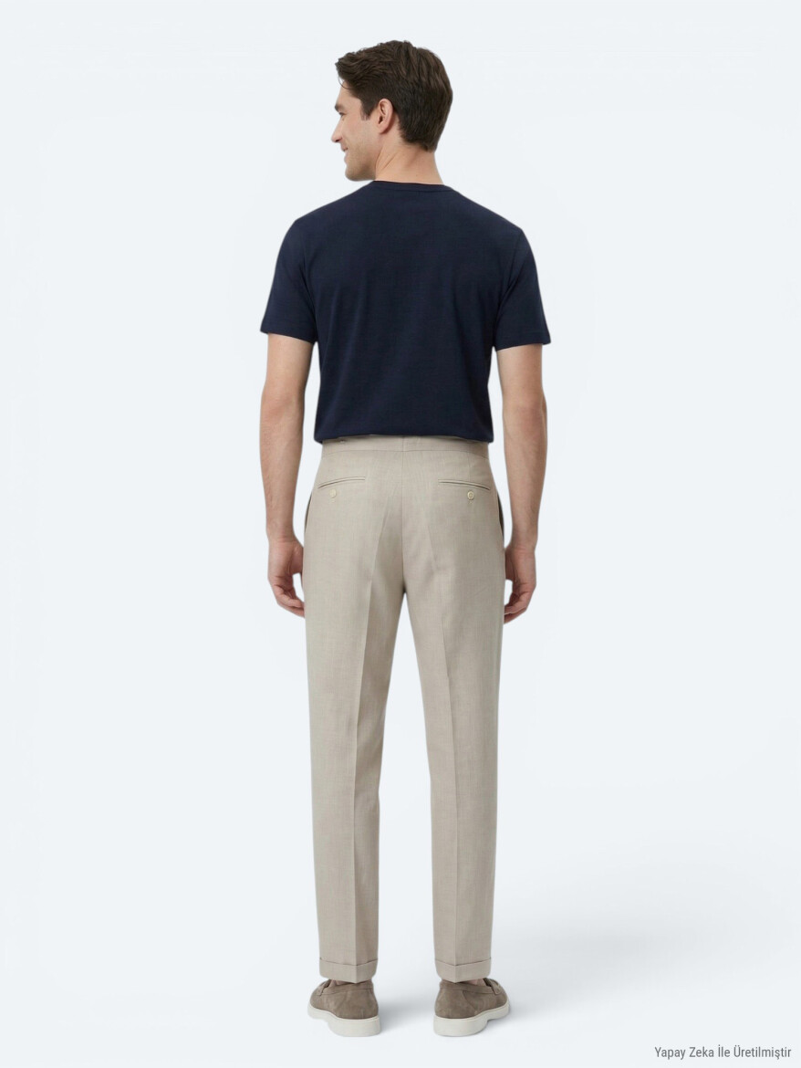 Vizon Dokuma Carrot Fit Casual Pamuk Karışımlı Pantolon - 4