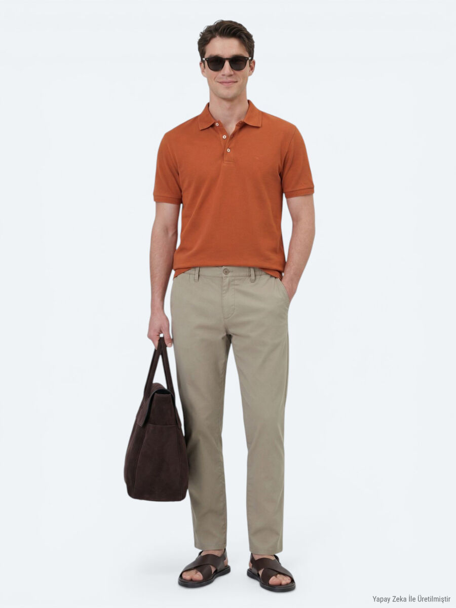 Vizon Dokuma Jogging Fit Casual Pamuk Karışımlı Pantolon - 1