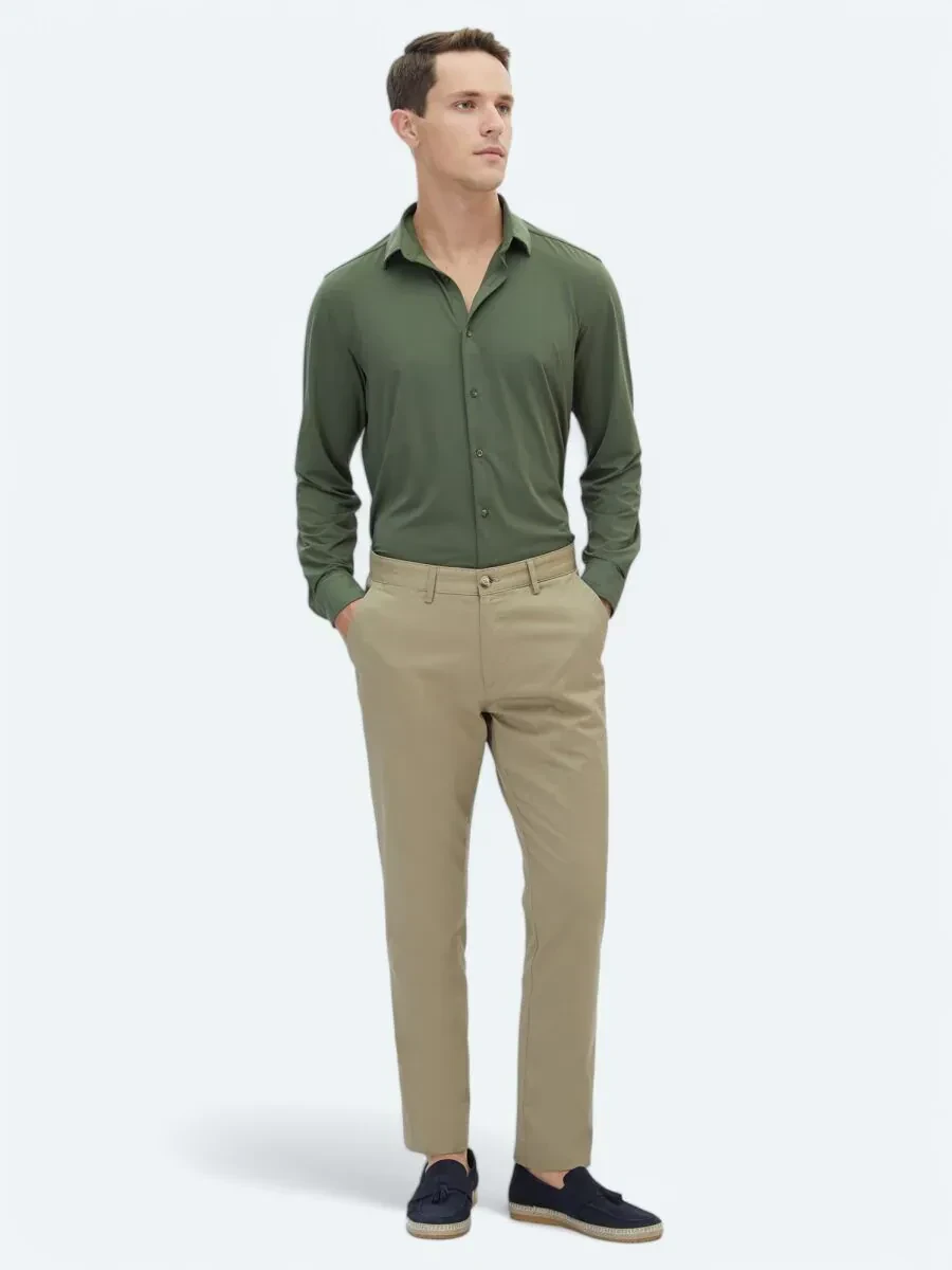 Vizon Dokuma Regular Fit Casual Pamuk Karışımlı Pantolon - 1