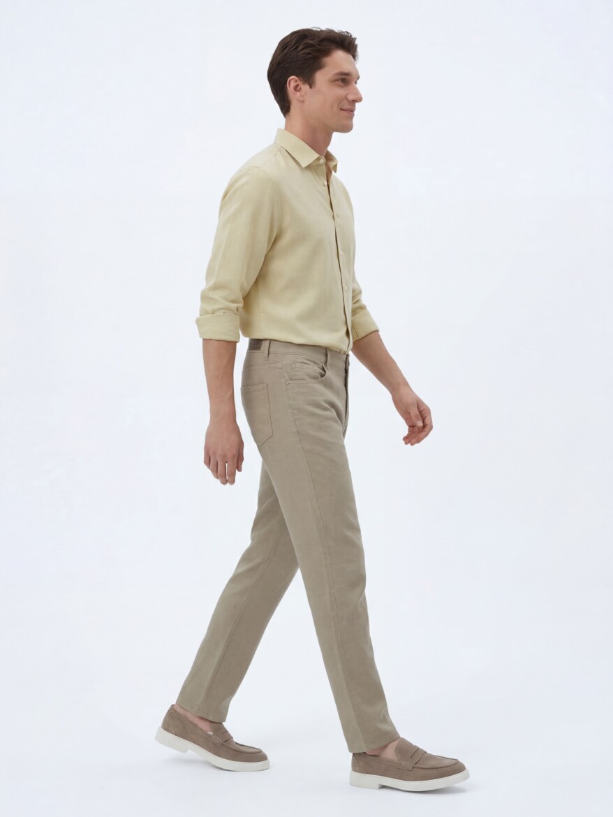 Vizon Dokuma Regular Fit Casual Pamuk Karışımlı Pantolon - 3