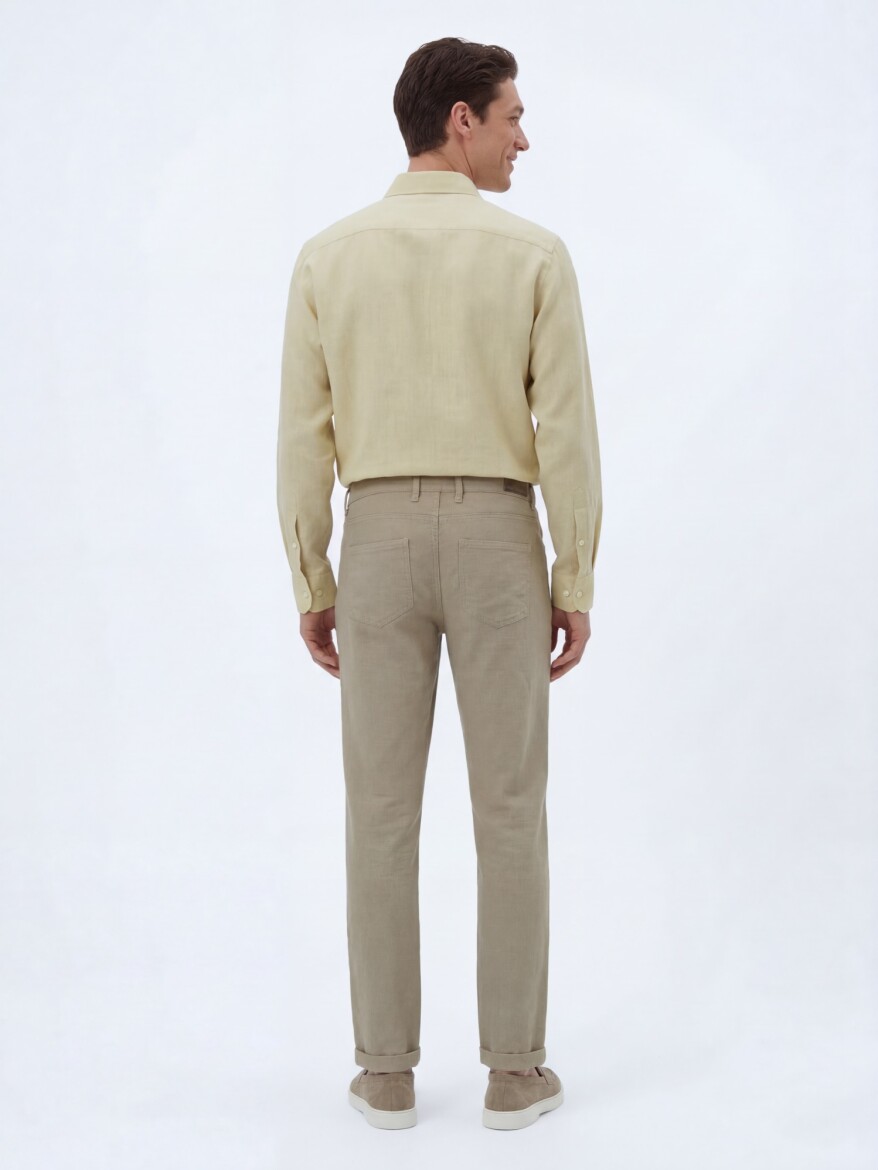 Vizon Dokuma Regular Fit Casual Pamuk Karışımlı Pantolon - 4