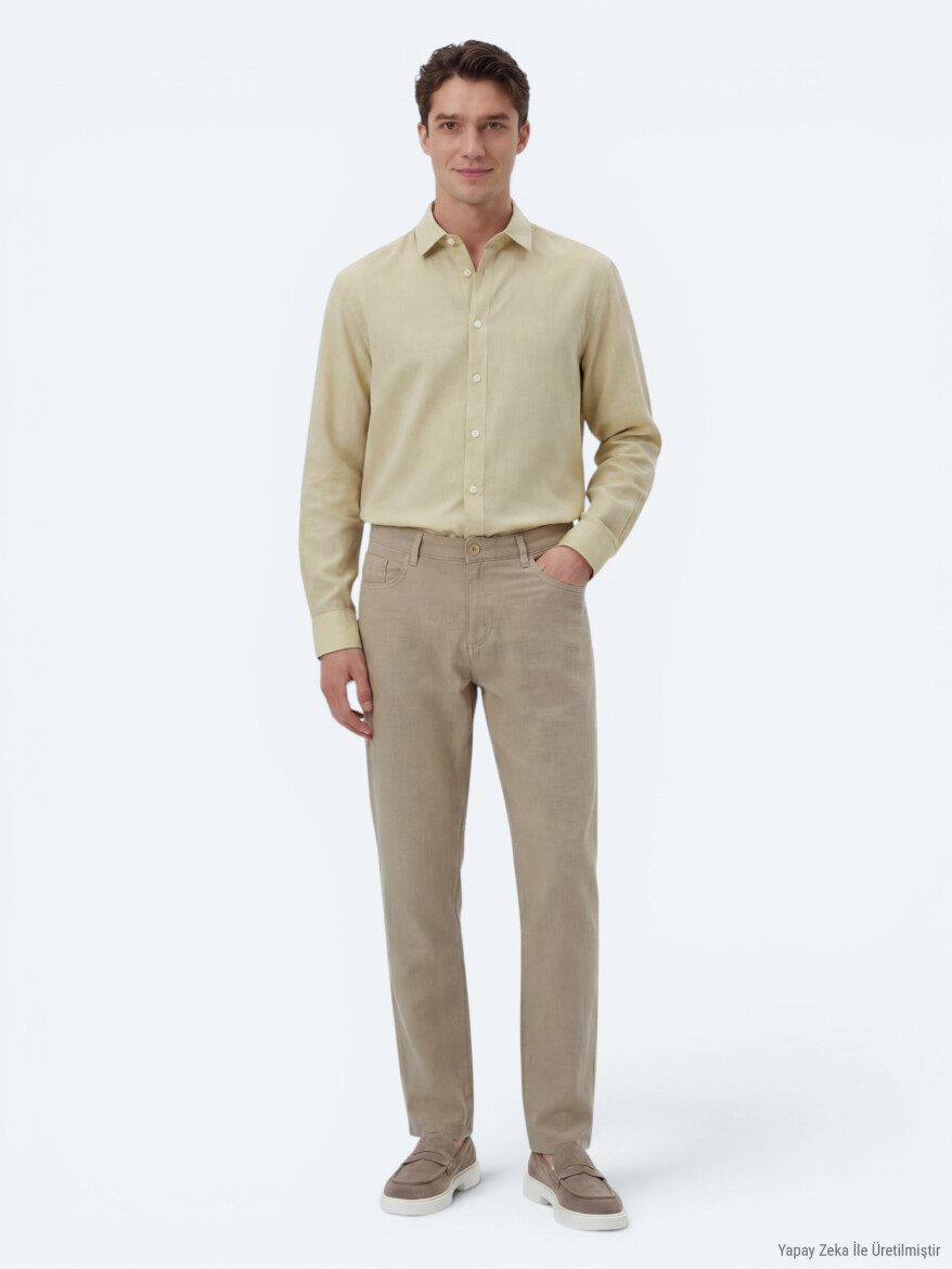 Vizon Dokuma Regular Fit Casual Pamuk Karışımlı Pantolon - KİP