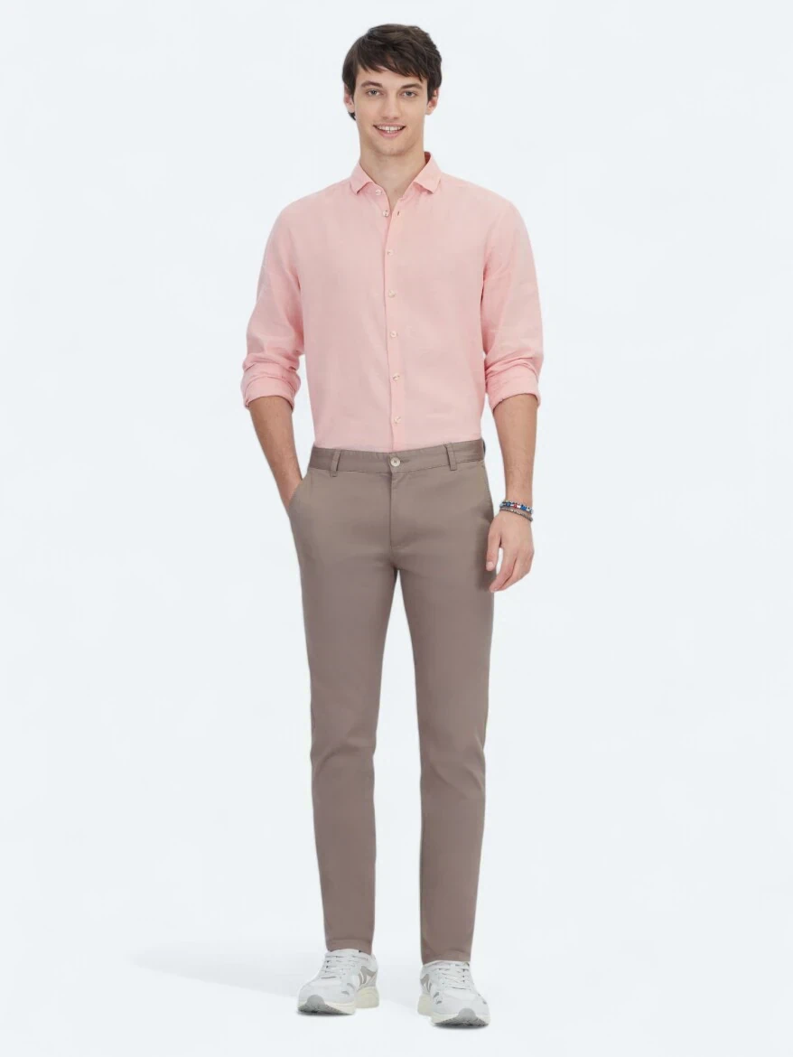 Vizon Dokuma Regular Fit Casual Pamuk Karışımlı Pantolon - 1