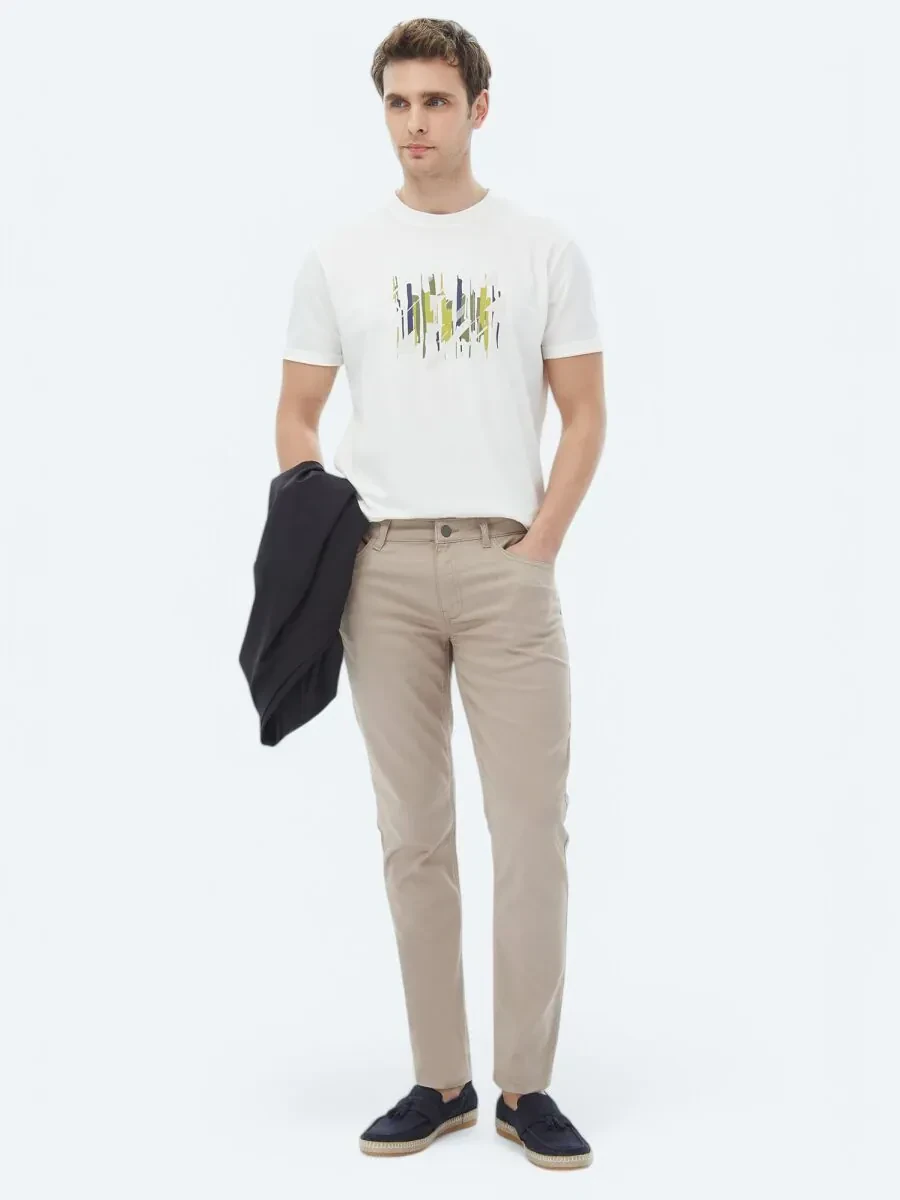 Vizon Dokuma Slim Fit Casual Pamuk Karışımlı Pantolon - 2