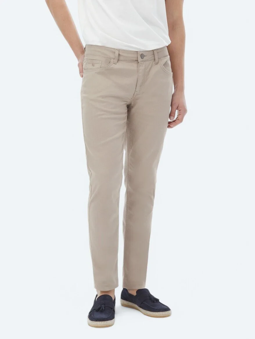 Vizon Dokuma Slim Fit Casual Pamuk Karışımlı Pantolon 