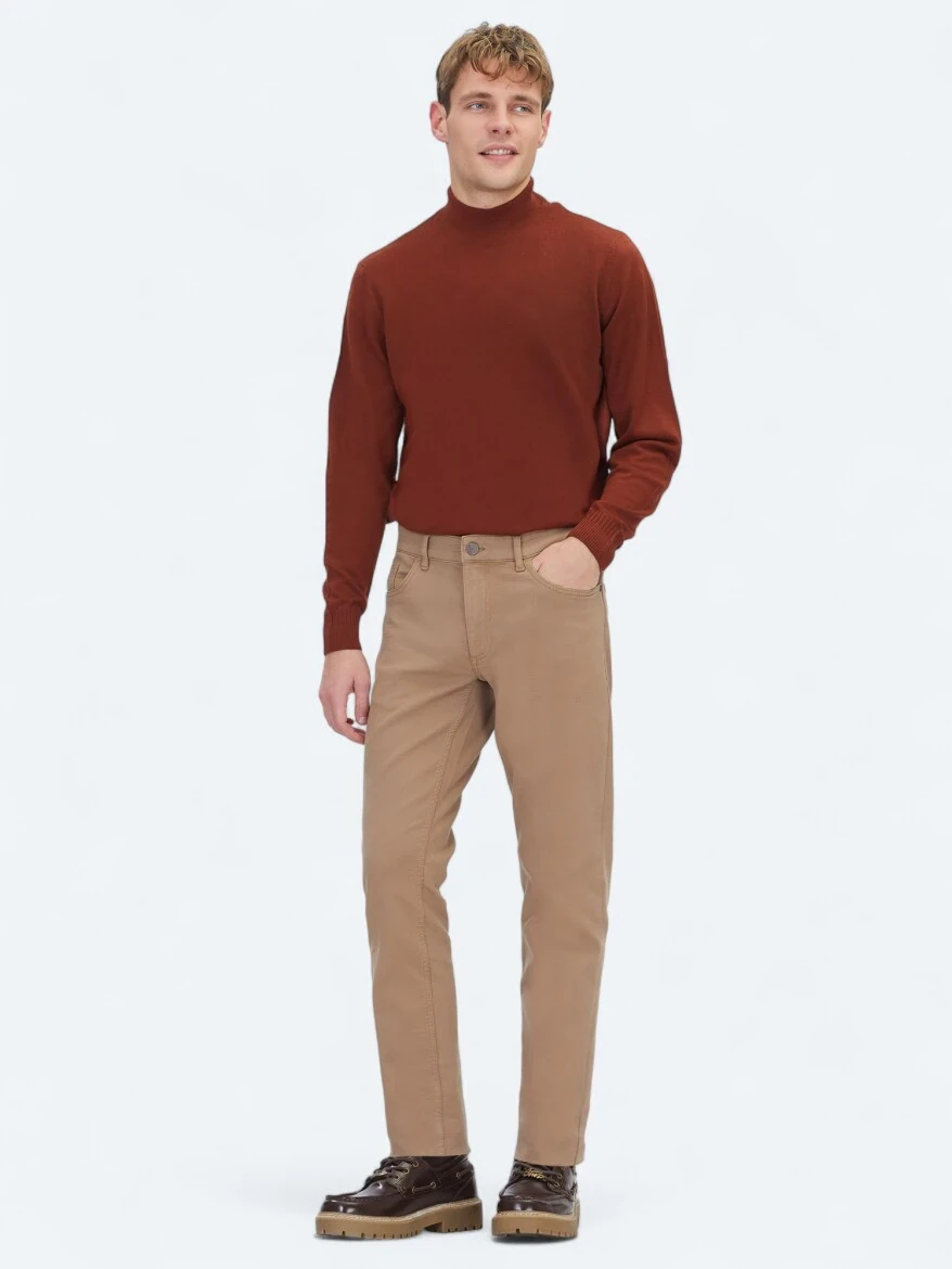 Vizon Dokuma Slim Fit Casual Pamuk Karışımlı Pantolon - 1