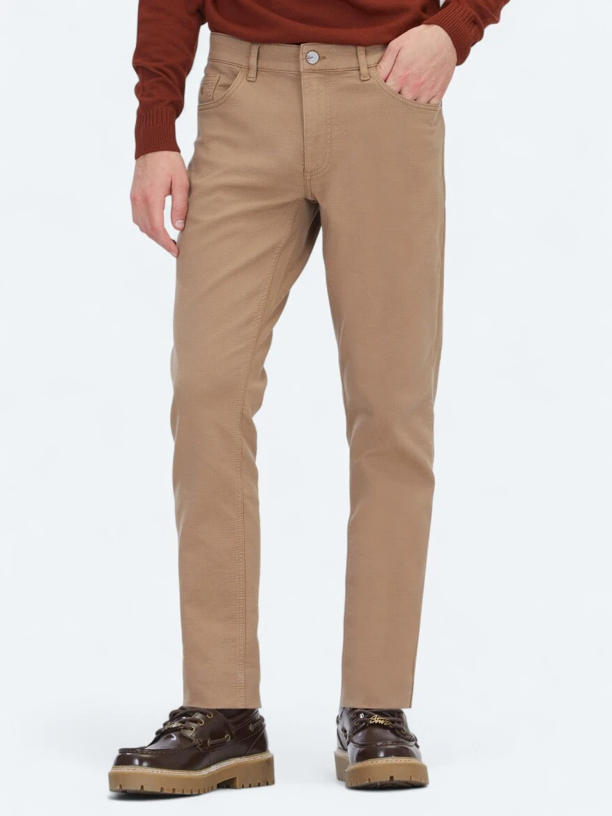 Vizon Dokuma Slim Fit Casual Pamuk Karışımlı Pantolon - 2