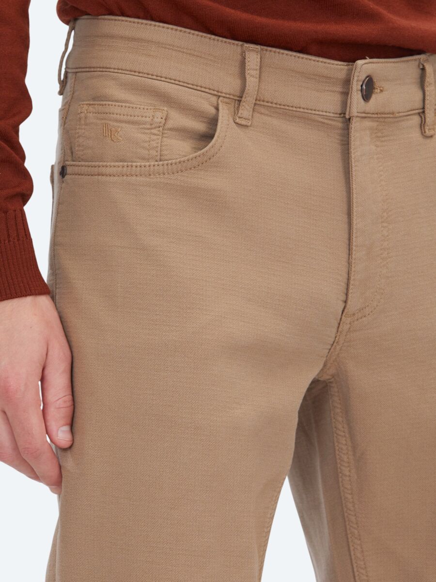 Vizon Dokuma Slim Fit Casual Pamuk Karışımlı Pantolon - 3