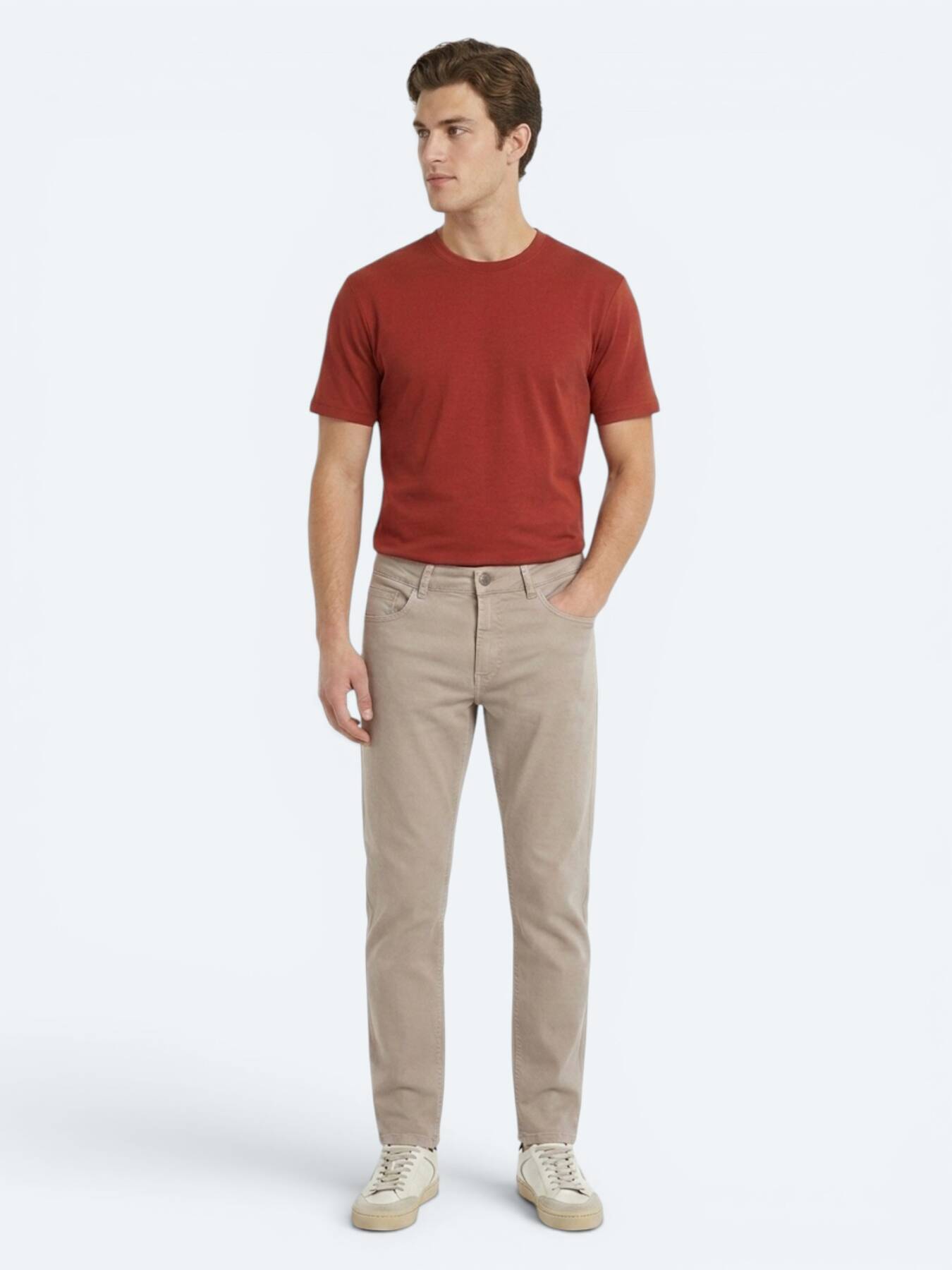 Vizon Dokuma Slim Fit Spor Pamuk Karışımlı Pantolon