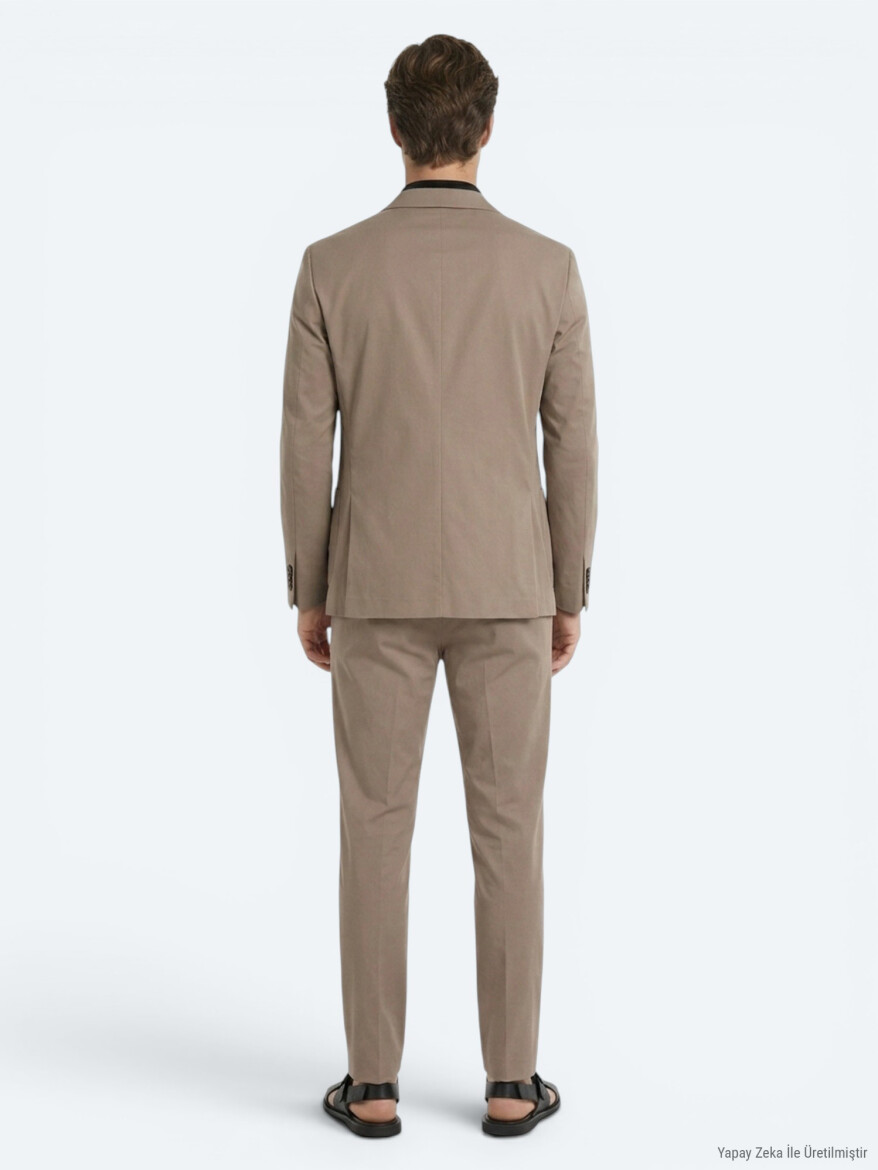 Vizon Düz Comfort Fit Pamuk Karışımlı Takım Elbise - 5