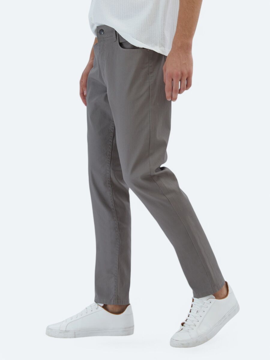 Vizon Düz Dokuma Fitted Fit Casual Pamuk Karışımlı Pantolon - 3